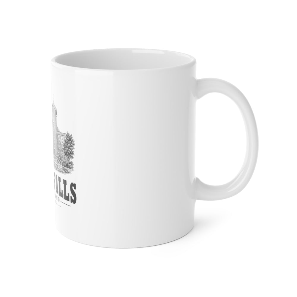 Central Falls Valley Falls Mill 11 oz Ceramic Mug in White — right view