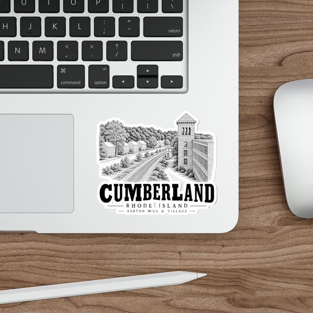 Cumberland Ashton Mill & Village 4 in Die-Cut Sticker in White — context 1 view