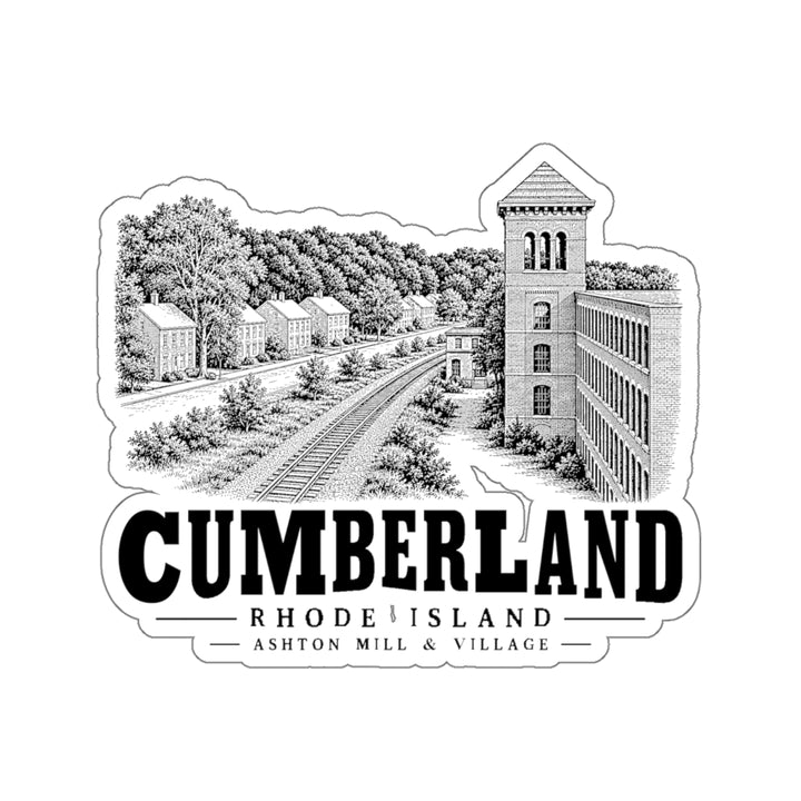 Cumberland Ashton Mill & Village 4 in Die-Cut Sticker in White — front view
