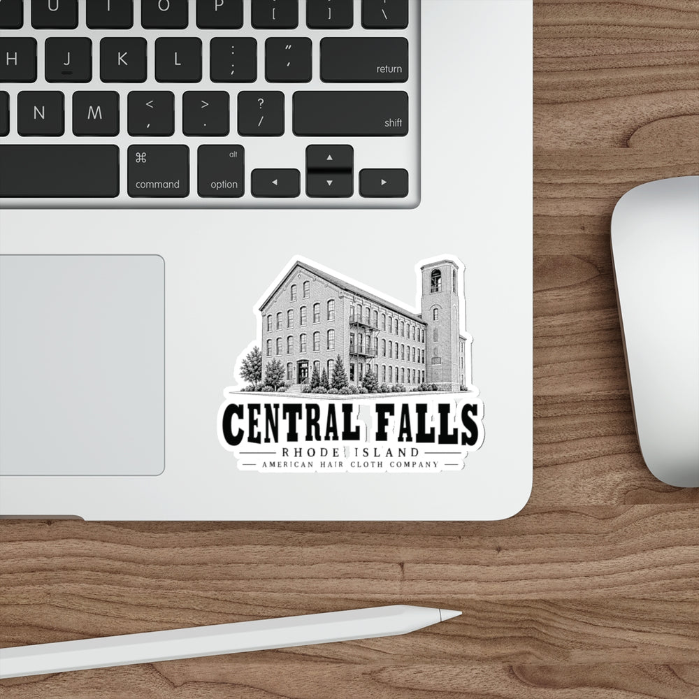 Central Falls American Hair Cloth Company 4 in Die-Cut Sticker in White — context 1 view