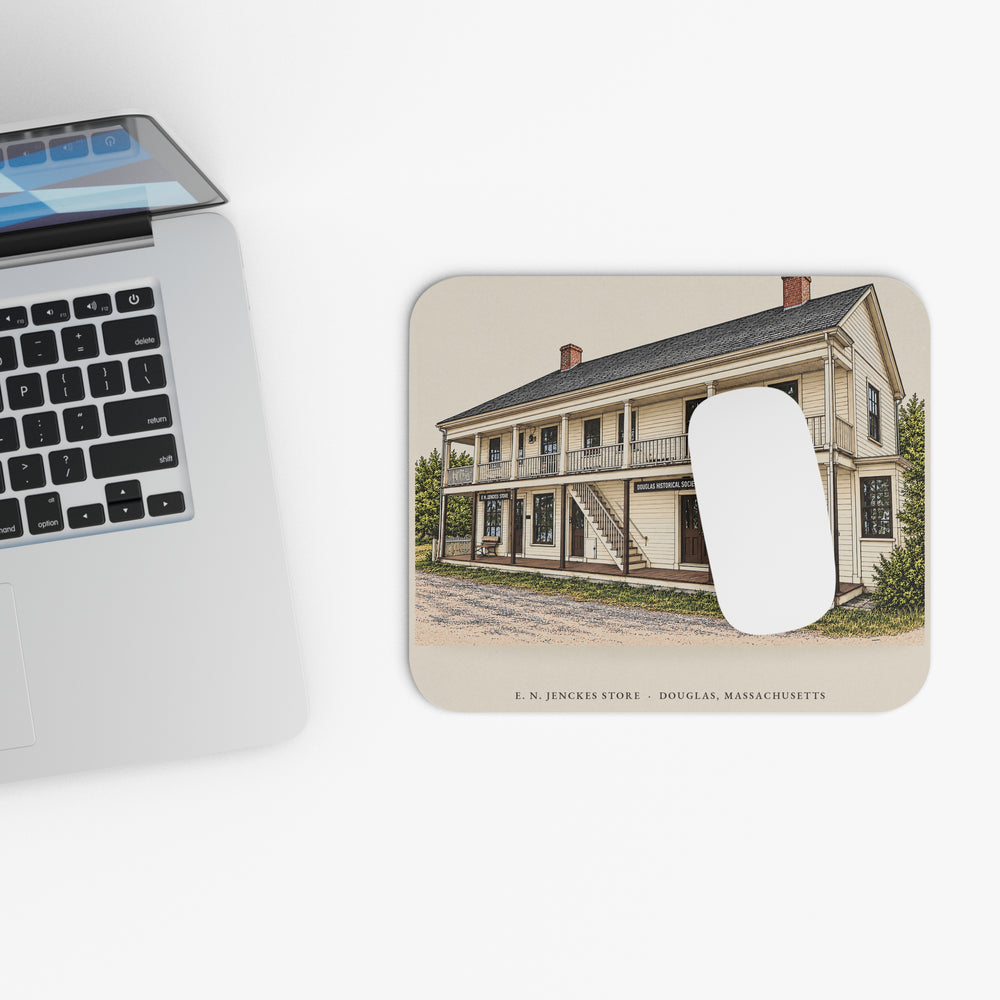 Douglas E. N. Jenckes Store mouse pad mockup showing the full illustrated print