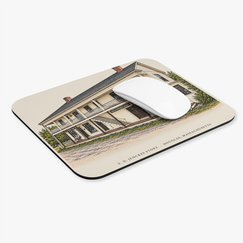 Douglas E. N. Jenckes Store mouse pad mockup showing the full illustrated print