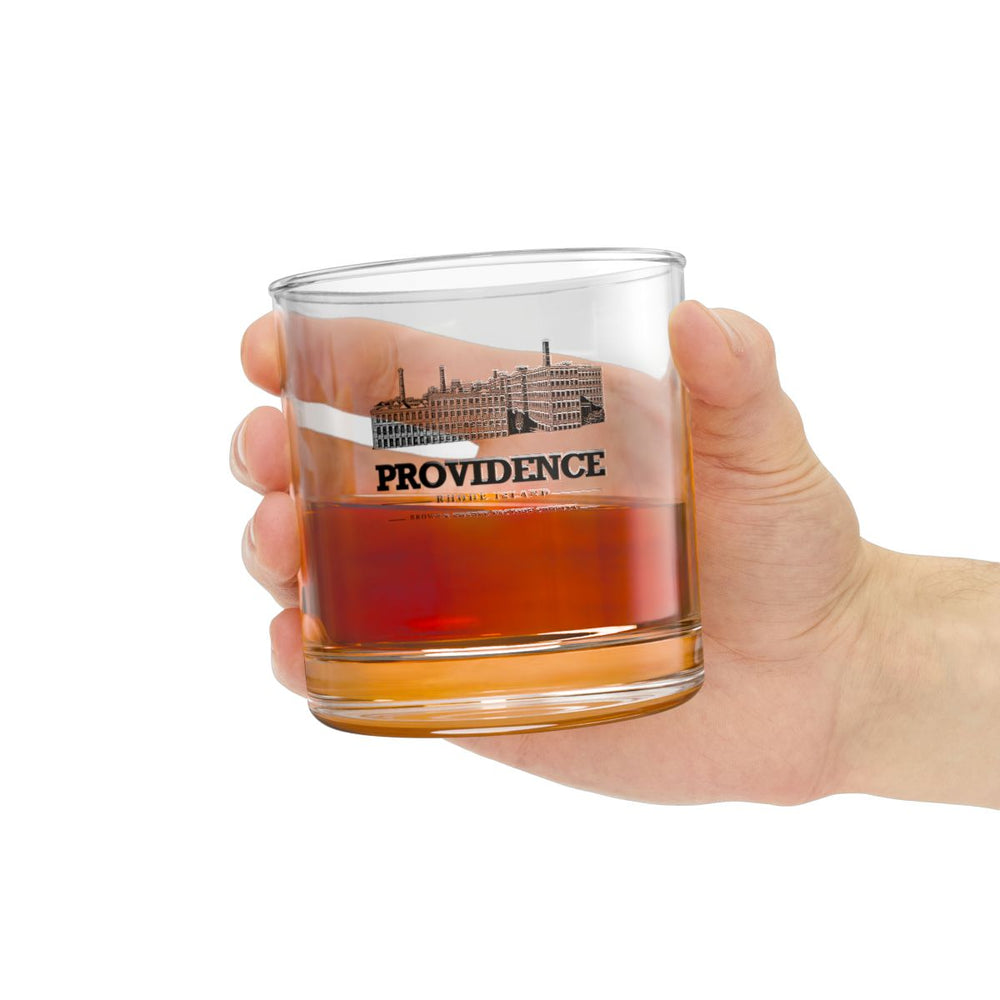 Providence Brown and Sharpe Factory Complex on clear 10 oz rocks glass, held view