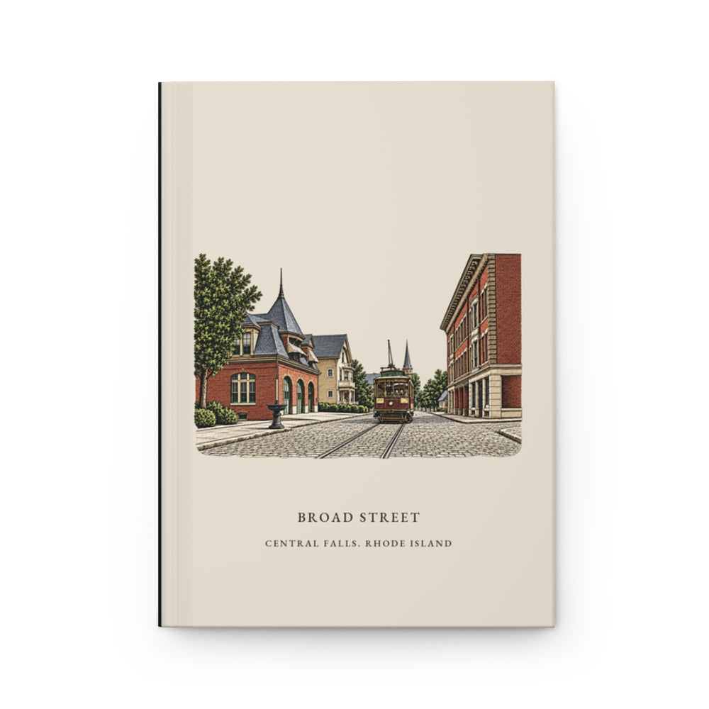Central Falls Broad Street journal mockup showing the illustrated cover