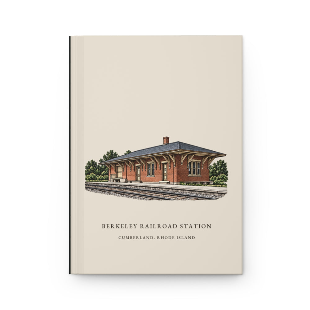 Cumberland Berkeley Railroad Station journal mockup showing the illustrated cover