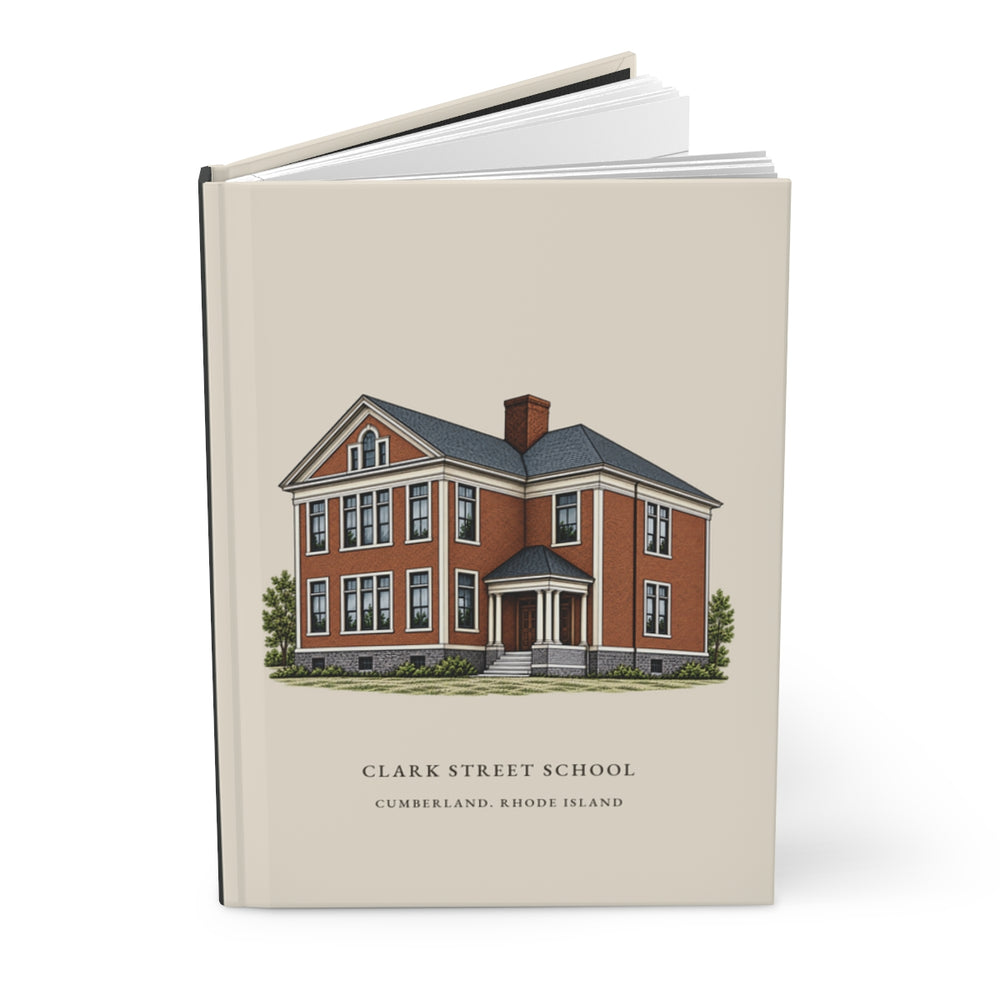Cumberland Clark Street School journal mockup showing the illustrated cover
