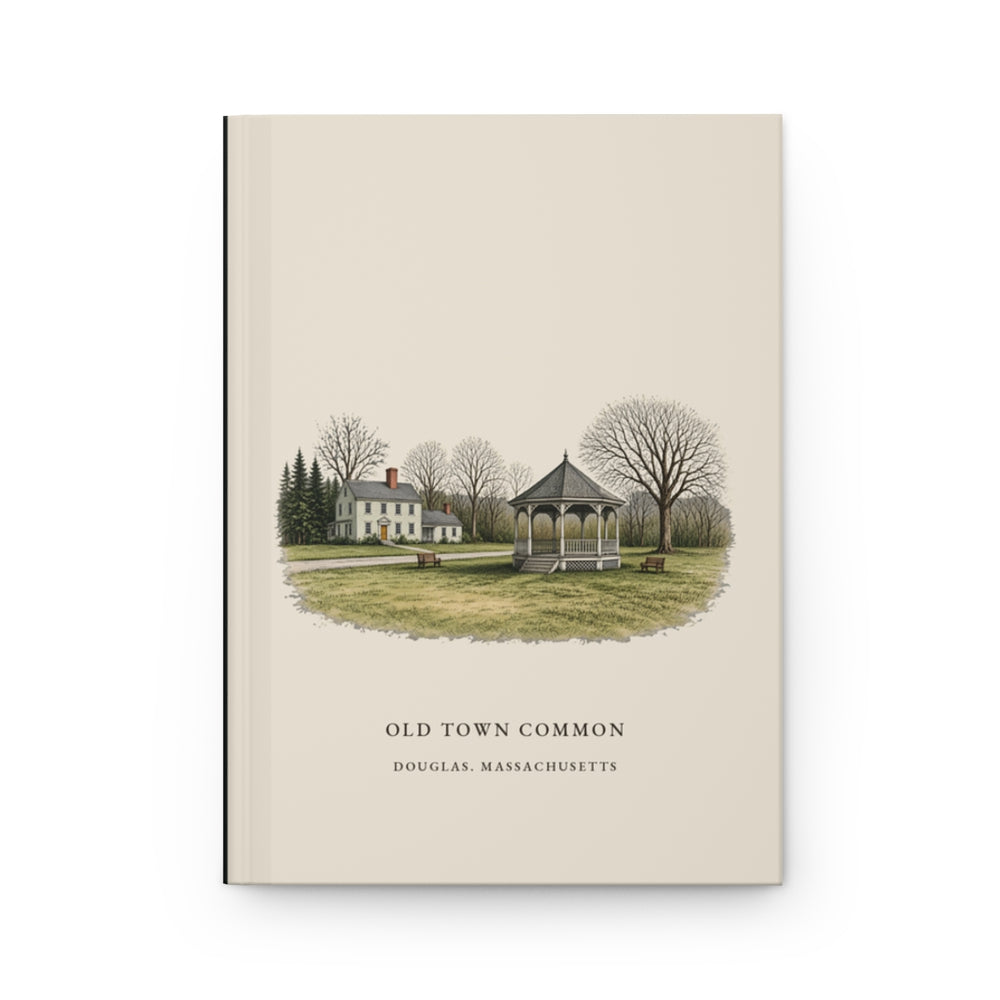 Douglas Old Town Common journal mockup showing the illustrated cover