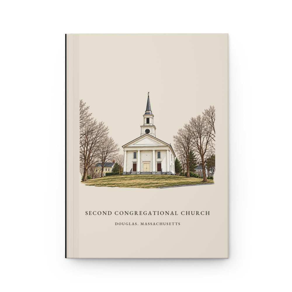 Douglas Second Congregational Church journal mockup showing the illustrated cover
