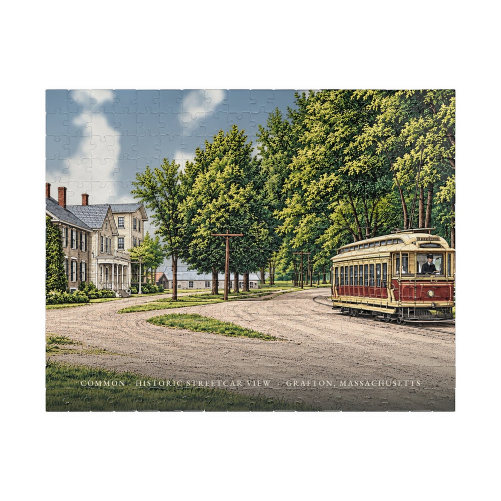 Grafton Common - Historic Streetcar View 252-Piece Jigsaw Puzzle - assembled