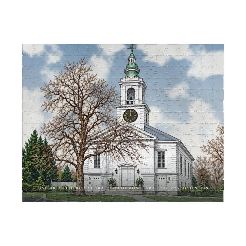 Grafton Unitarian Church at Grafton Common 252-Piece Jigsaw Puzzle - assembled