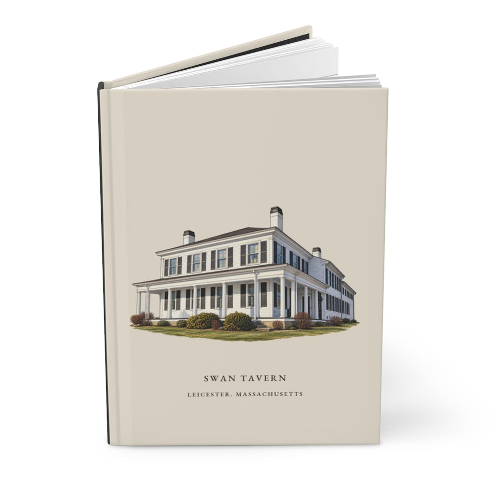 Leicester Swan Tavern journal mockup showing the illustrated cover