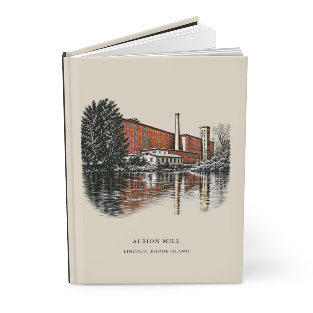 Lincoln Albion Mill journal mockup showing the illustrated cover