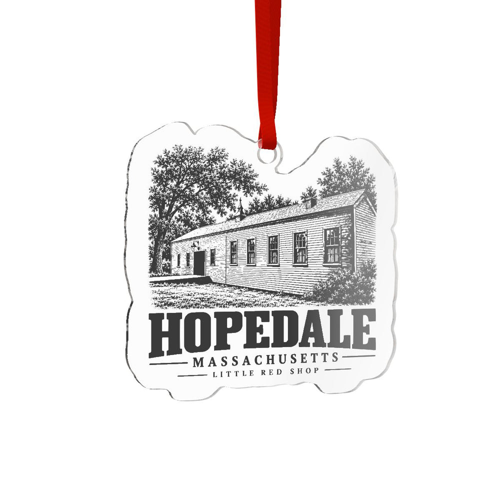 Little Red Shop Acrylic Silhouette Ornament | Hopedale, MA — other view 2