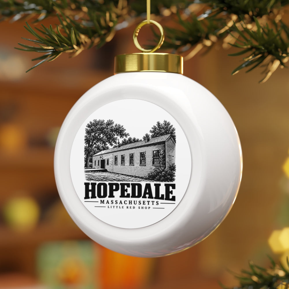 Little Red Shop Christmas Ball Ornament | Hopedale, MA — other view 3