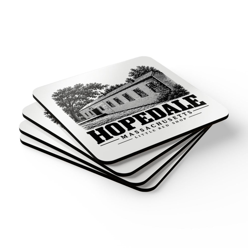 Little Red Shop Coaster Set | Hopedale, MA — front view 3