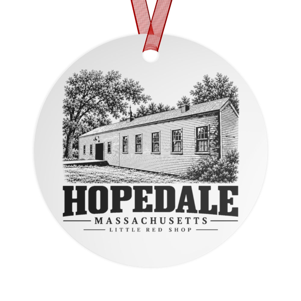 Little Red Shop Flat Metal Ornament | Hopedale, MA — other view 3