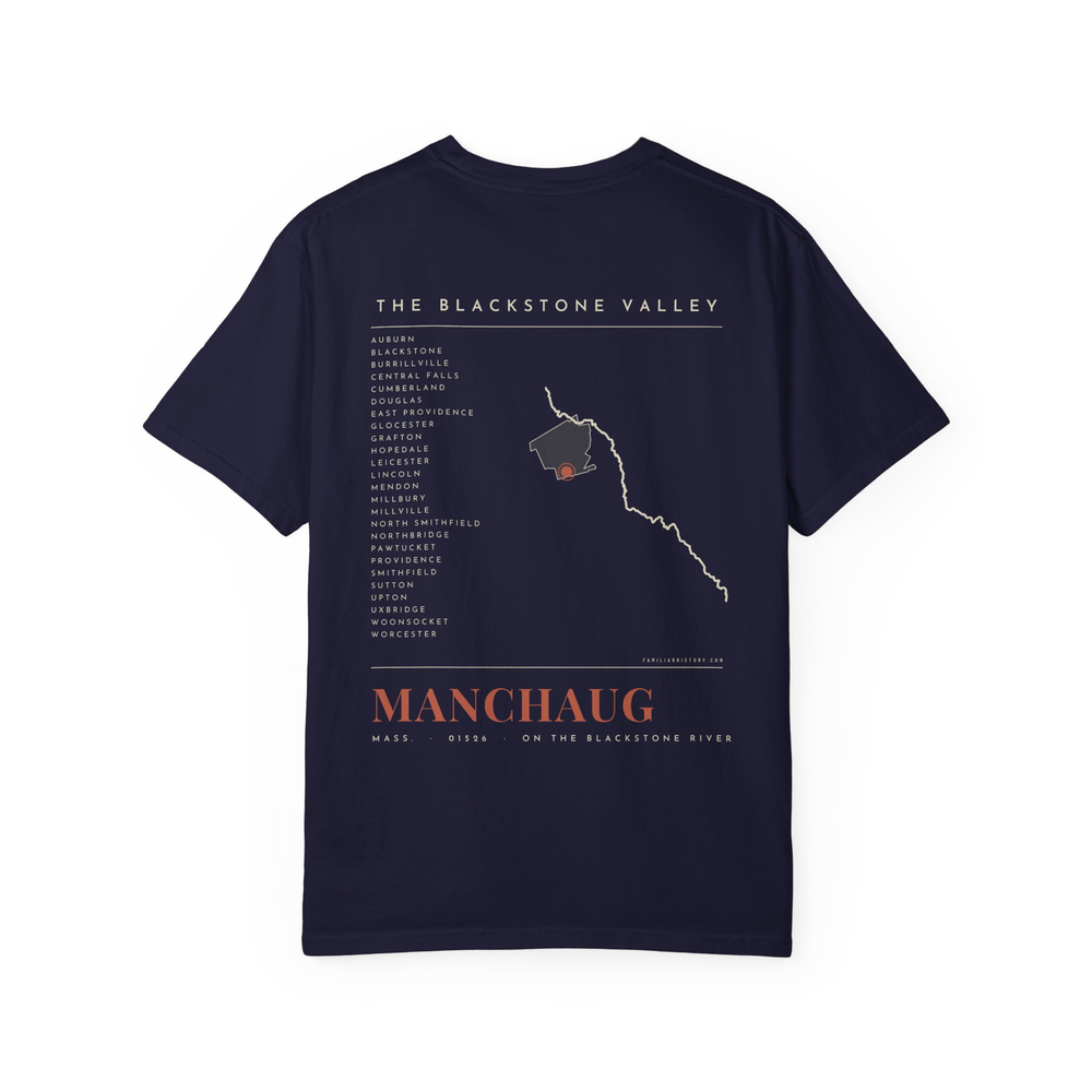Manchaug River Map Tee in True Navy, back
