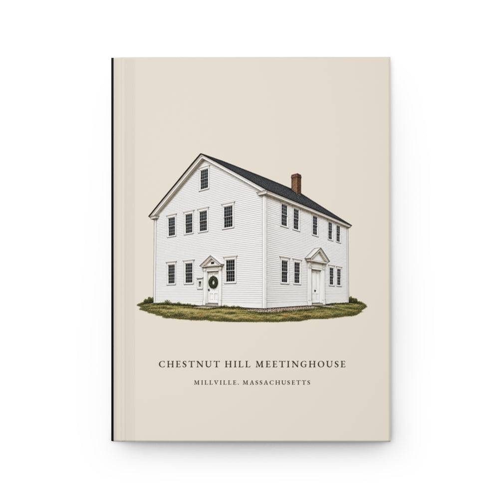 Millville Chestnut Hill Meetinghouse journal mockup showing the illustrated cover