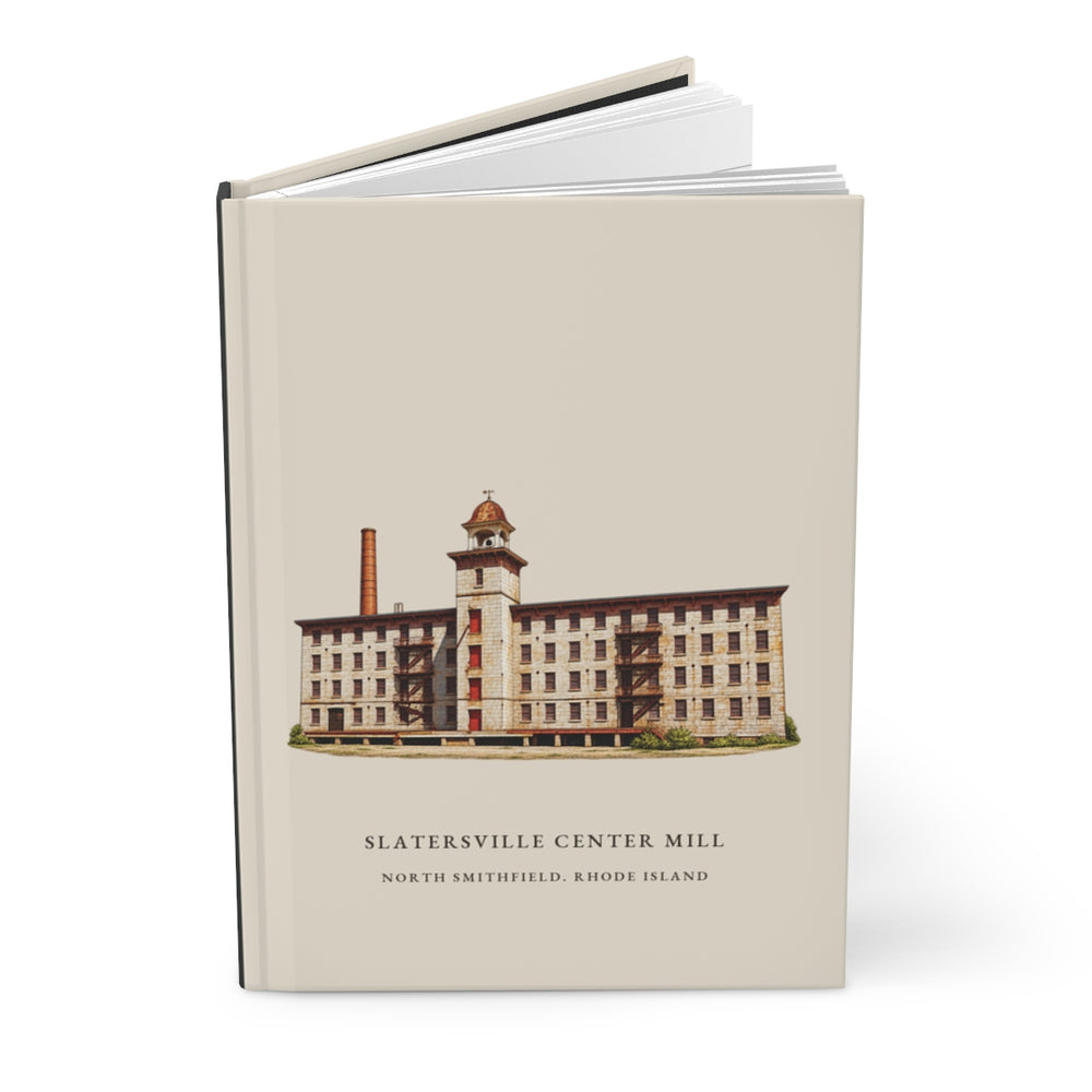 North Smithfield Slatersville Center Mill journal mockup showing the illustrated cover
