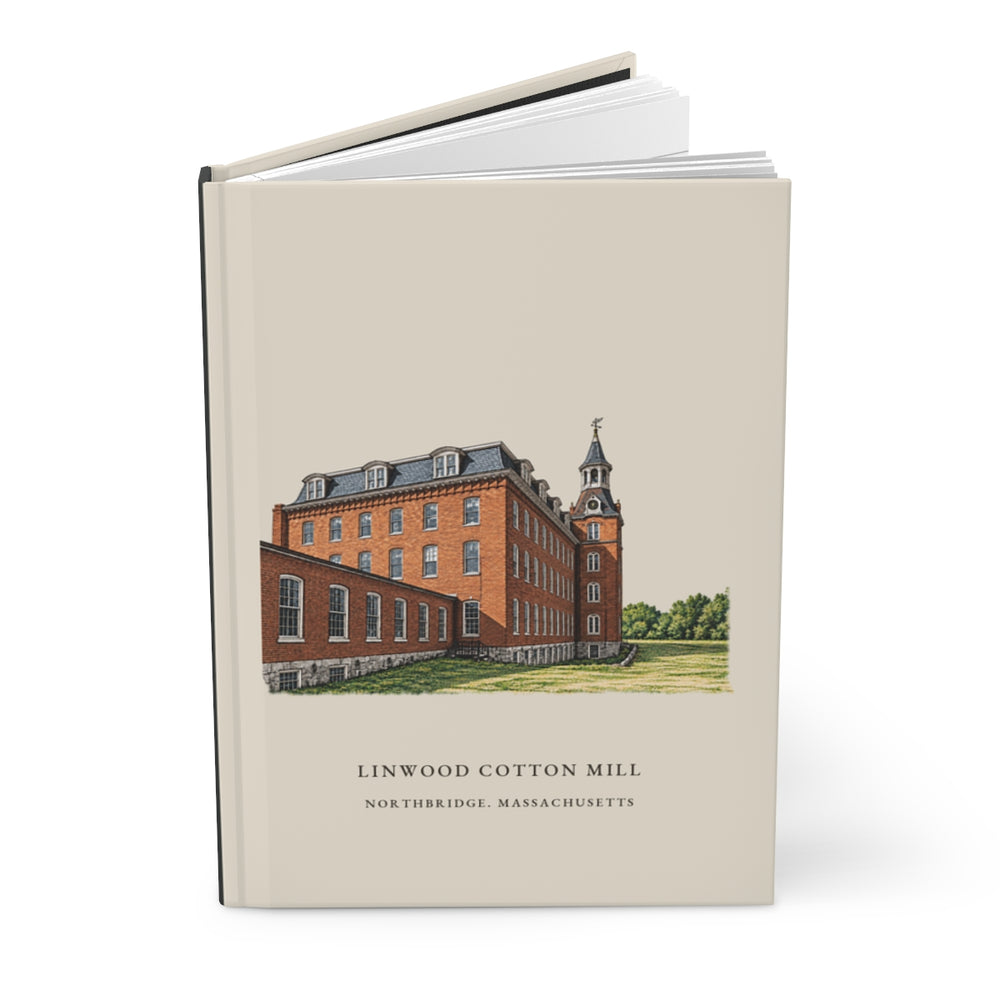 Northbridge Linwood Cotton Mill journal mockup showing the illustrated cover