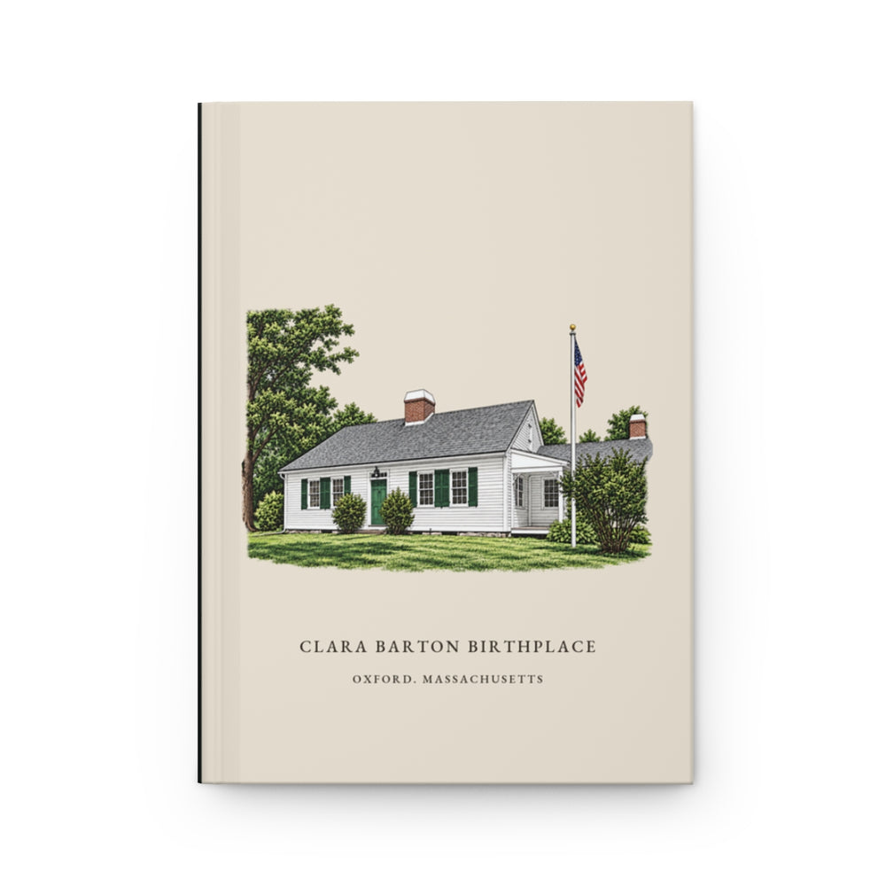 Oxford Clara Barton Birthplace journal mockup showing the illustrated cover