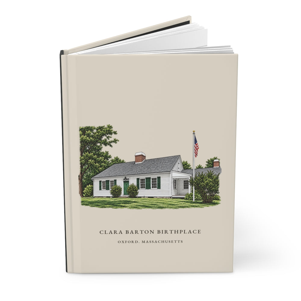 Oxford Clara Barton Birthplace journal mockup showing the illustrated cover
