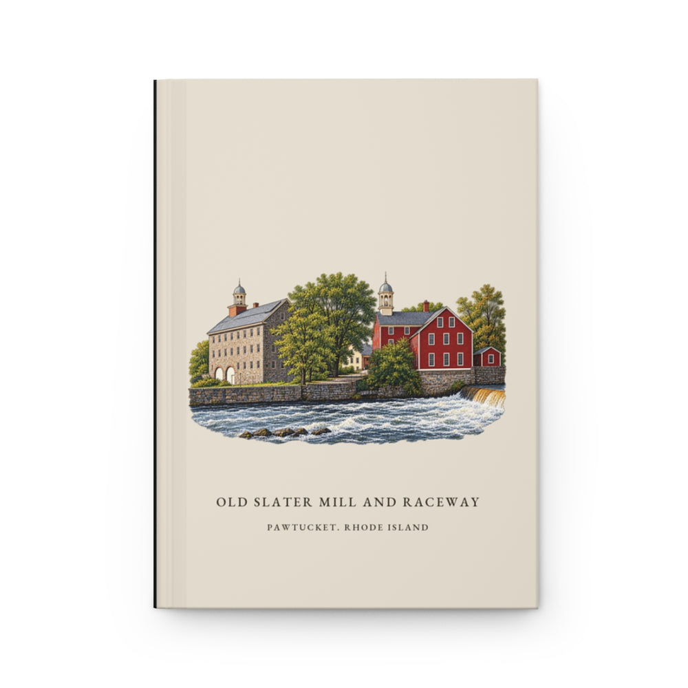Pawtucket Old Slater Mill and Raceway journal mockup showing the illustrated cover