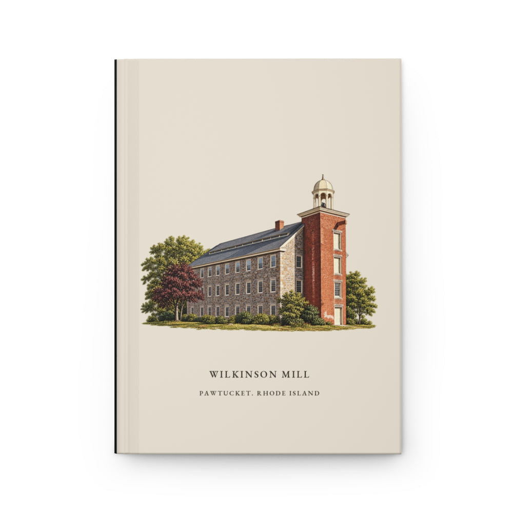 Pawtucket Wilkinson Mill Stone Machine Shop journal mockup showing the illustrated cover