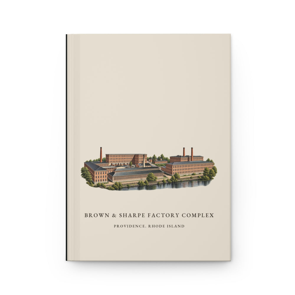 Providence Brown & Sharpe Factory Complex journal mockup showing the illustrated cover