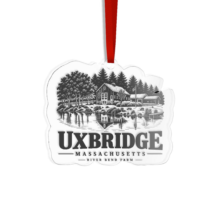 River Bend Farm Acrylic Silhouette Ornament | Uxbridge, MA — front view 1