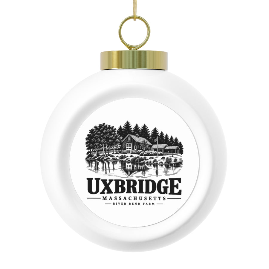 River Bend Farm Christmas Ball Ornament | Uxbridge, MA — front view 1