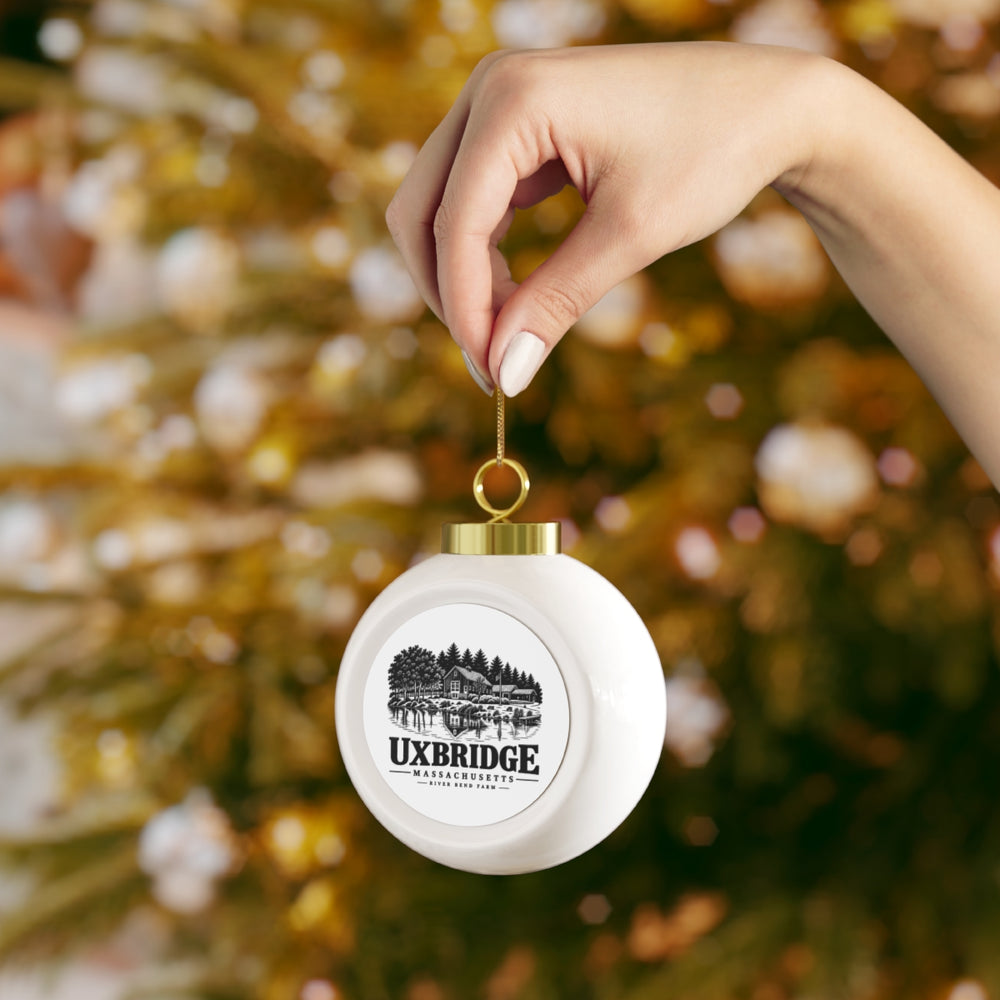 River Bend Farm Christmas Ball Ornament | Uxbridge, MA — front view 4