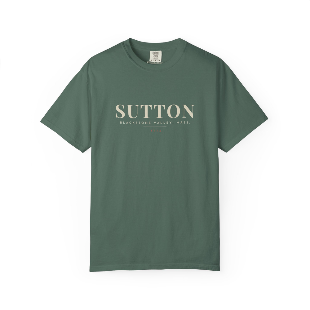 Sutton River Map Tee in Blue Spruce, front
