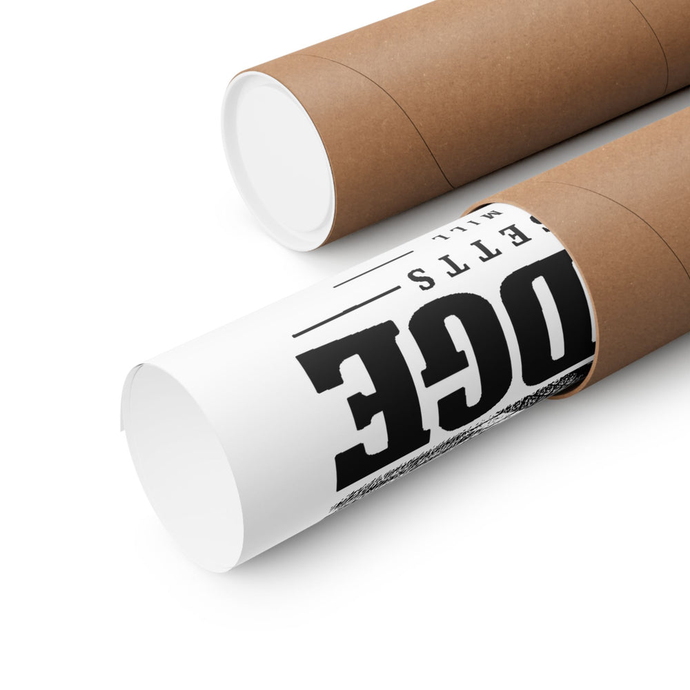 Uxbridge Crown & Eagle Mill Matte Heritage Poster, close-up of the rolled matte print