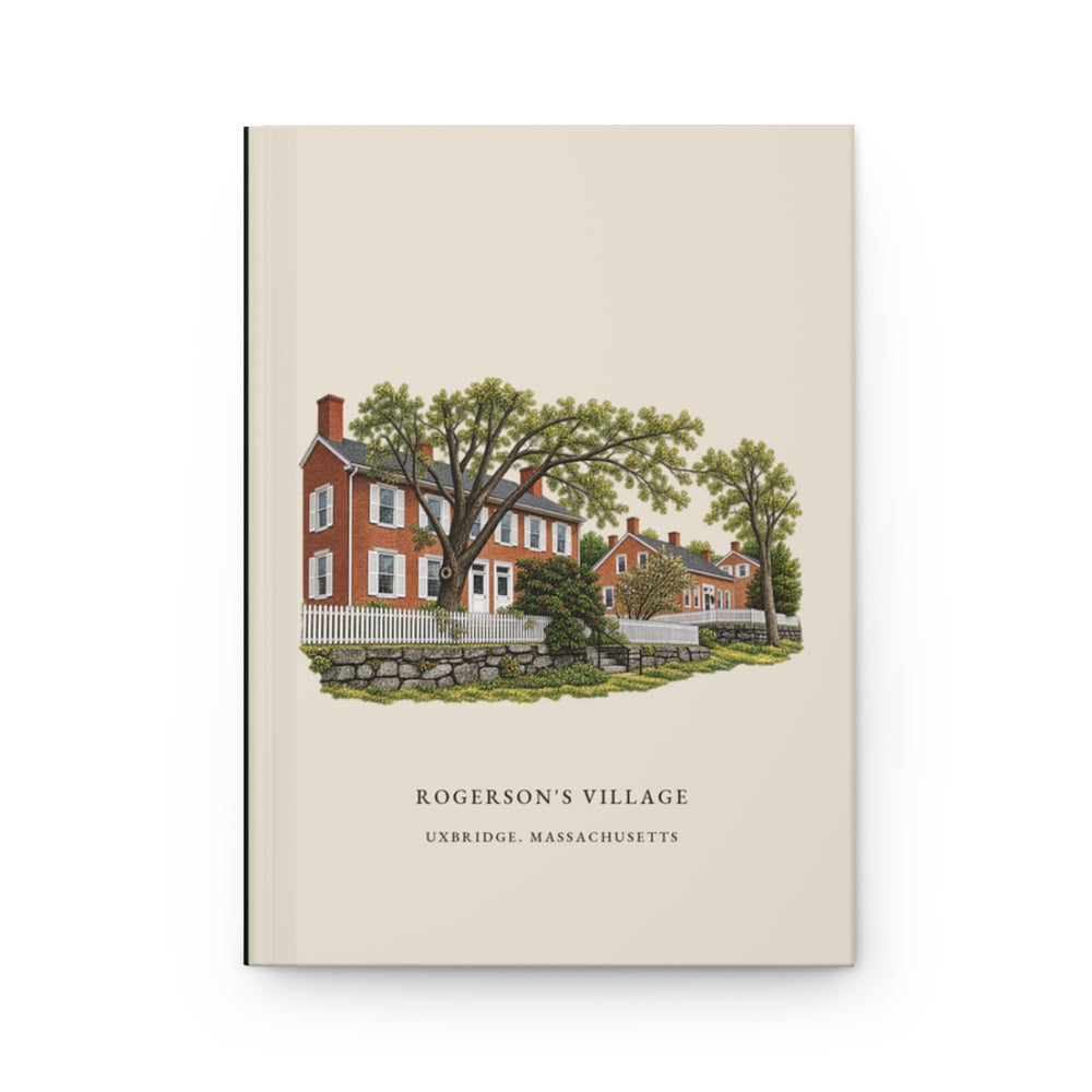 Uxbridge Rogerson's Village journal mockup showing the illustrated cover