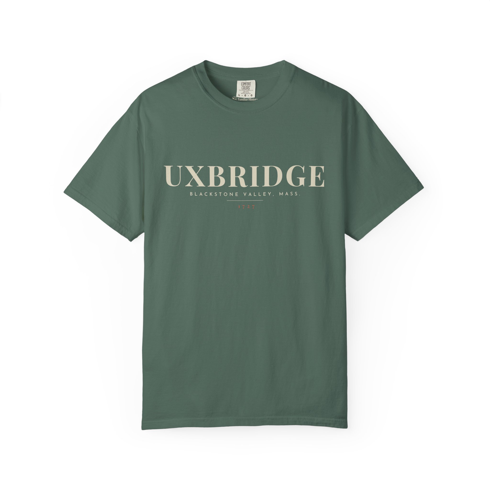 Uxbridge River Map Tee in Blue Spruce, front
