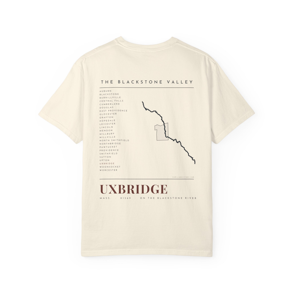 Uxbridge River Map Tee in Ivory, back