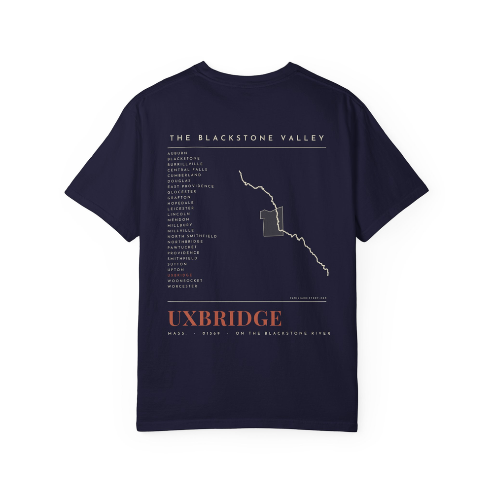 Uxbridge River Map Tee in True Navy, back