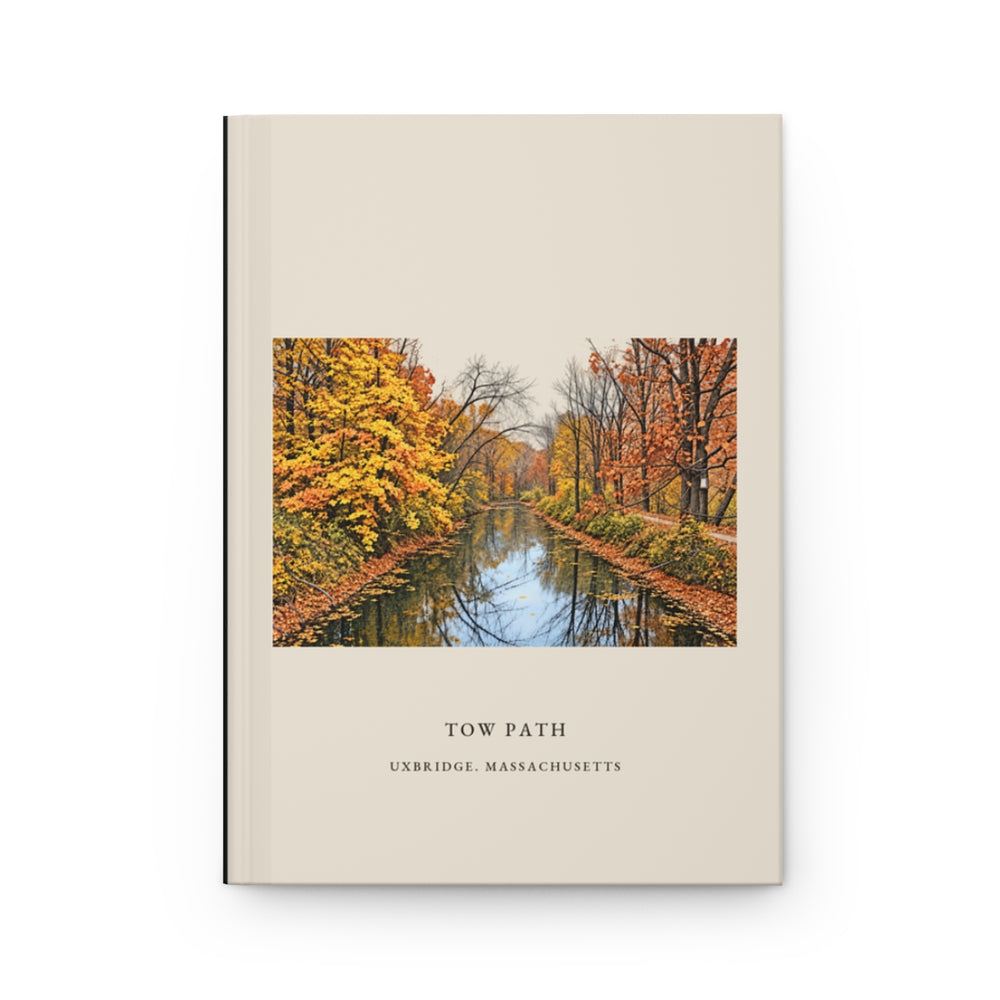 Uxbridge Tow Path journal mockup showing the illustrated cover
