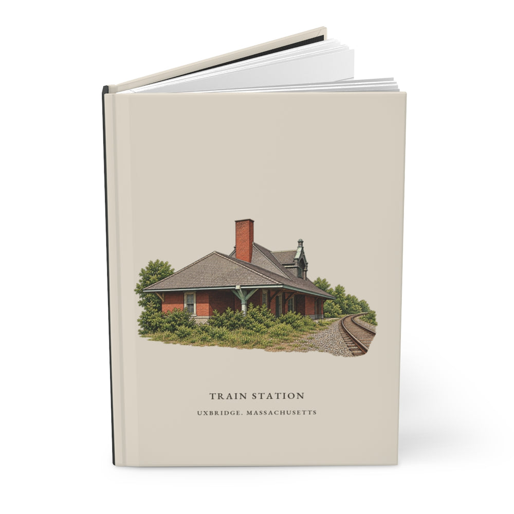 Uxbridge Train Station journal mockup showing the illustrated cover