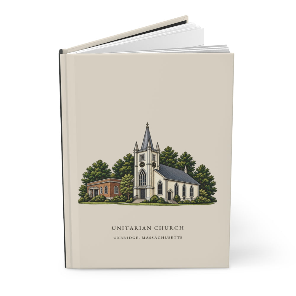 Uxbridge Unitarian Church journal mockup showing the illustrated cover
