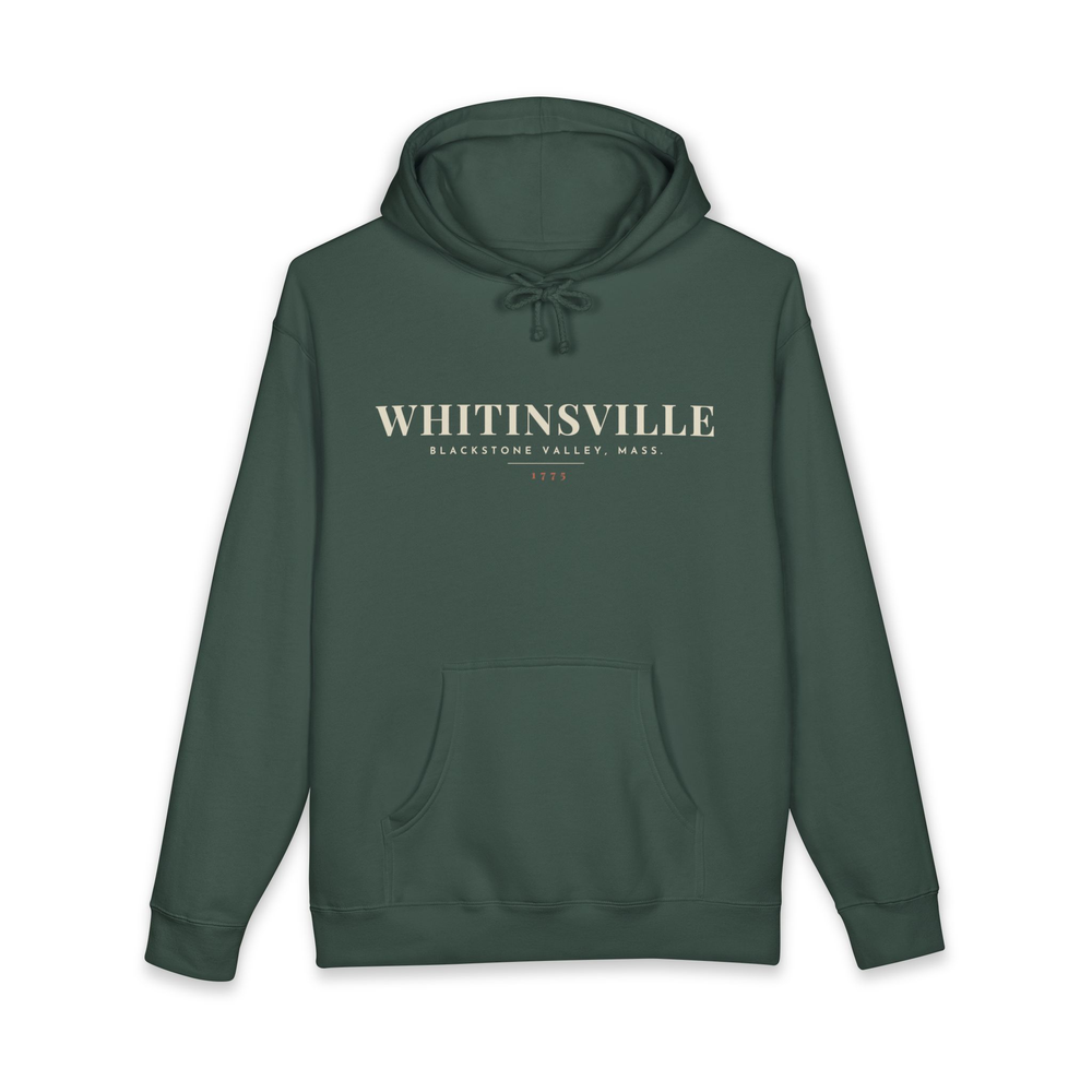 Whitinsville River Map Hoodie in Alpine Green, front