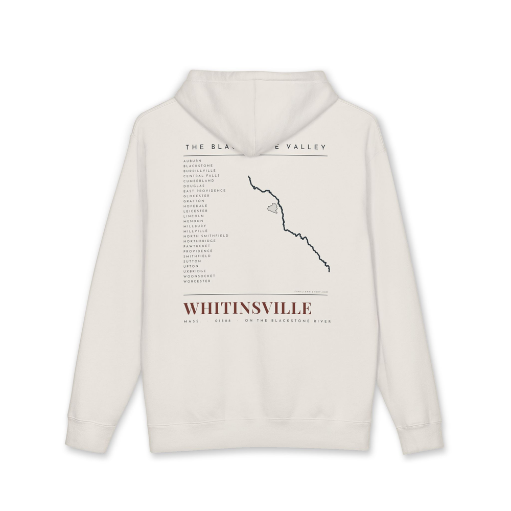 Whitinsville River Map Hoodie in Bone, back
