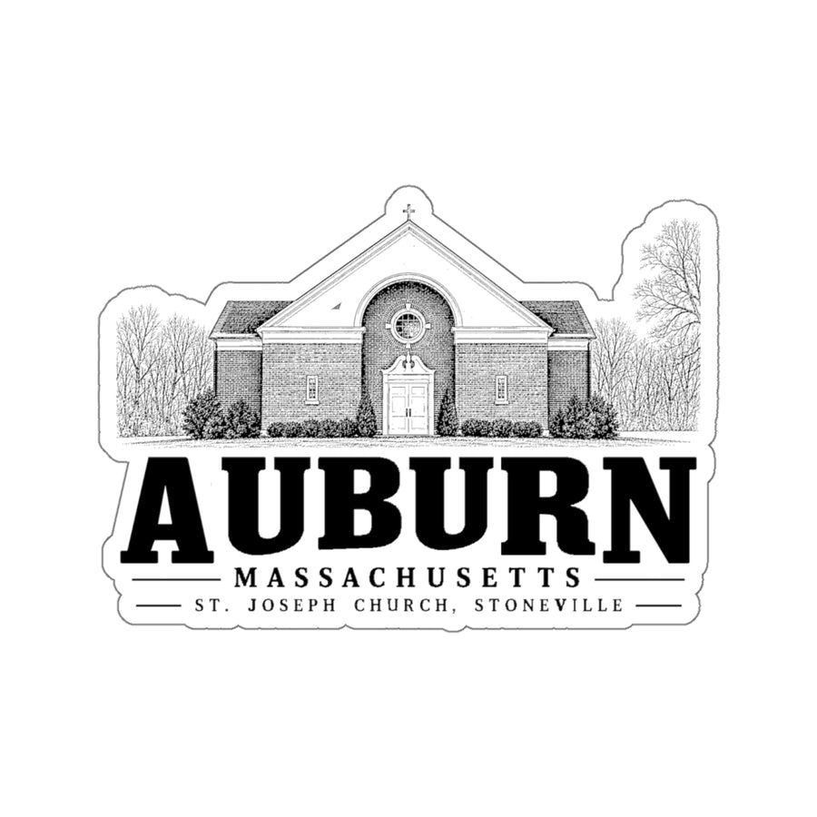 Auburn St. Joseph Church, Stoneville 4 in Die-Cut Sticker in White — front view