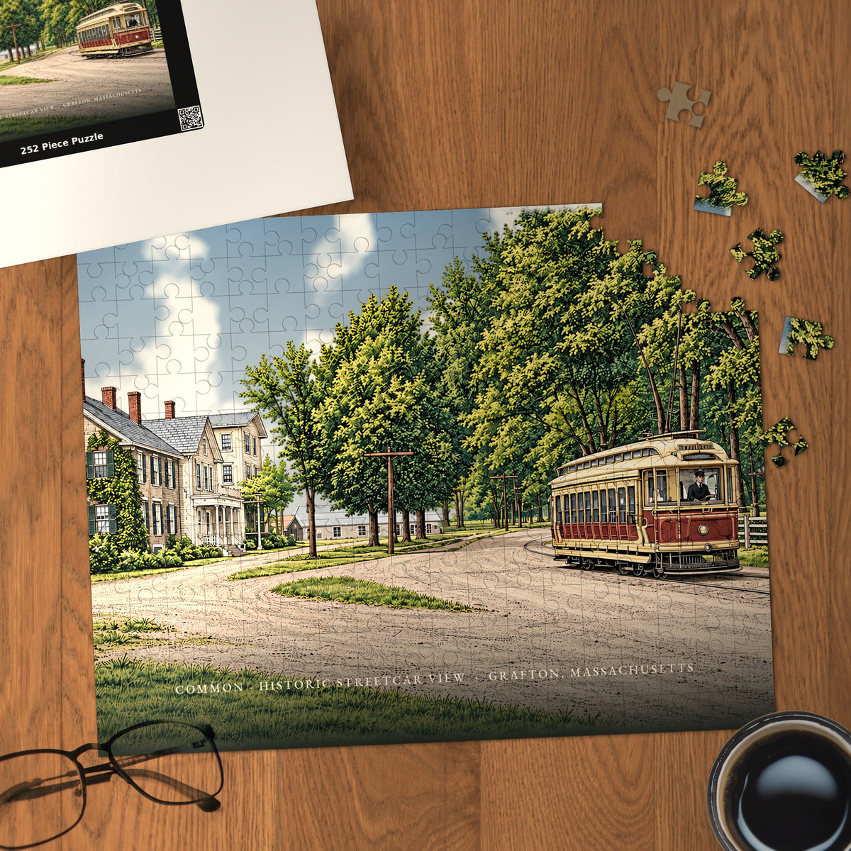 Grafton Common - Historic Streetcar View 252-Piece Jigsaw Puzzle