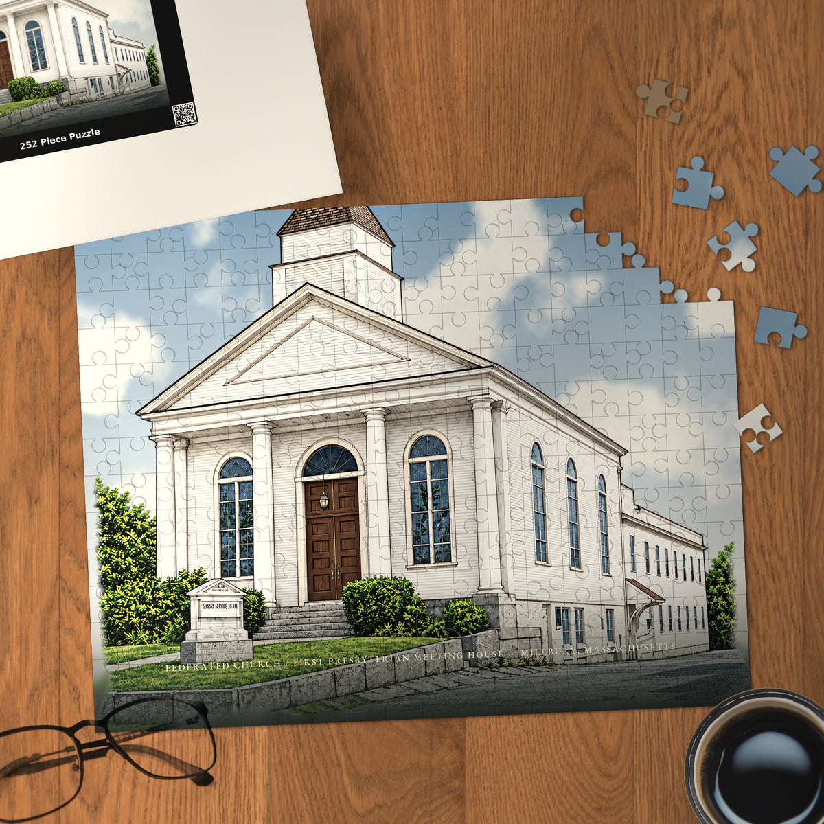 Millbury Federated Church / First Presbyterian Meeting House 252-Piece Jigsaw Puzzle