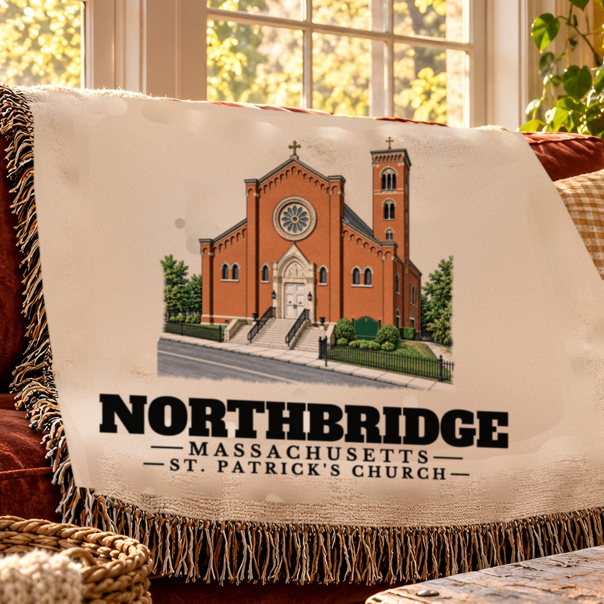 Northbridge blanket draped over a sofa
