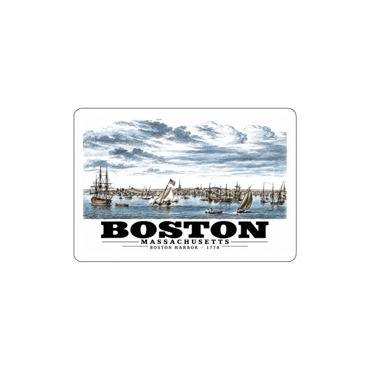 Boston Harbor 4 in White Die-Cut Sticker - Boston Harbor