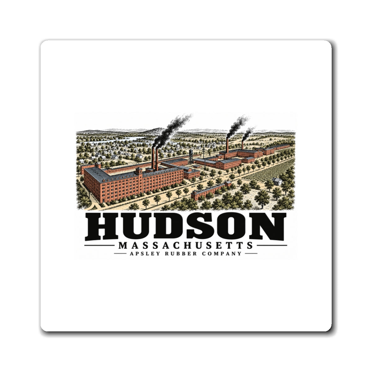 Illustrated Apsley Rubber Company in Hudson on square magnet