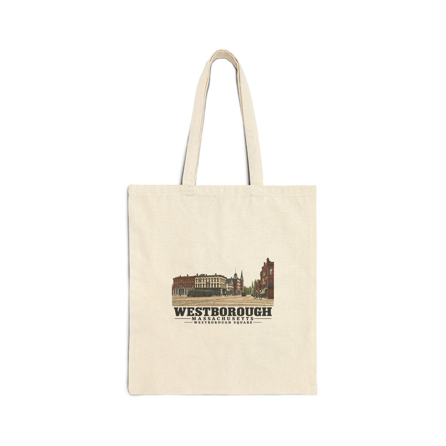 Westborough Square Natural + Black Heavy Canvas Tote - Assabet Valley Goods